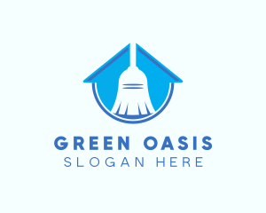 Home Clean Broom Sweeper logo design