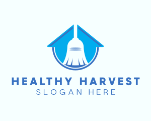 Home Clean Broom Sweeper logo design