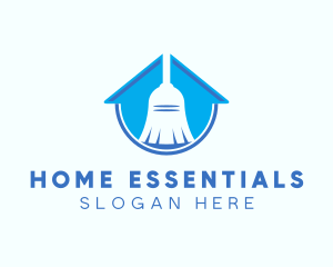 Home Clean Broom Sweeper logo design