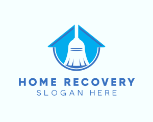 Home Clean Broom Sweeper logo design