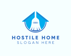 Home Clean Broom Sweeper logo design