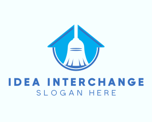 Home Clean Broom Sweeper logo design