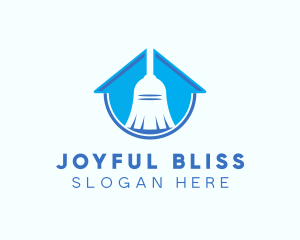 Home Clean Broom Sweeper logo design