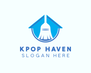 Home Clean Broom Sweeper logo design