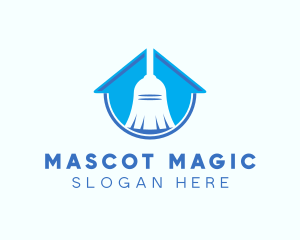 Home Clean Broom Sweeper logo design