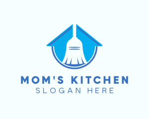 Home Clean Broom Sweeper logo design