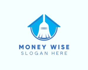 Home Clean Broom Sweeper logo design