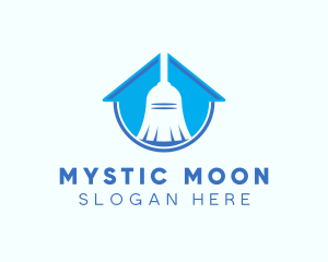 Home Clean Broom Sweeper logo design