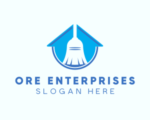 Home Clean Broom Sweeper logo design