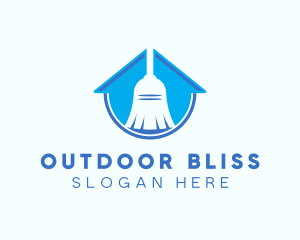 Home Clean Broom Sweeper logo design