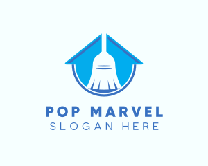 Home Clean Broom Sweeper logo design