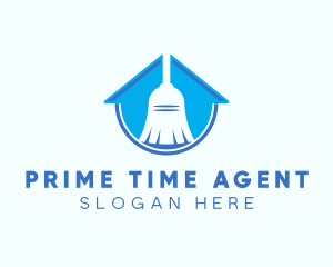 Home Clean Broom Sweeper logo design