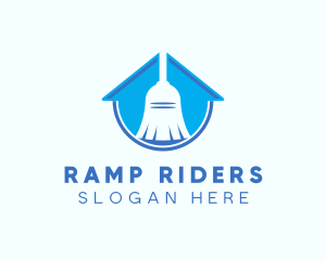 Home Clean Broom Sweeper logo design