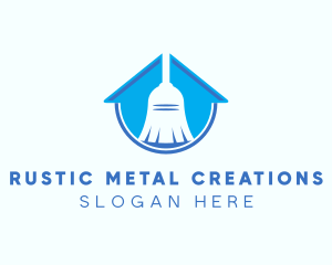 Home Clean Broom Sweeper logo design