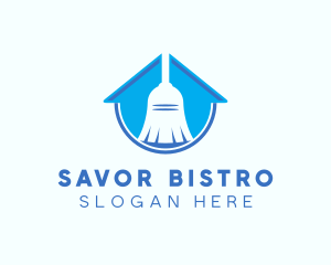 Home Clean Broom Sweeper logo design