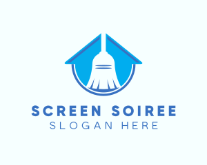 Home Clean Broom Sweeper logo design