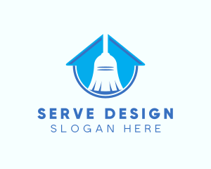 Home Clean Broom Sweeper logo design