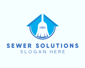 Home Clean Broom Sweeper logo design