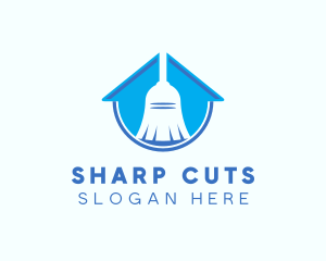 Home Clean Broom Sweeper logo design