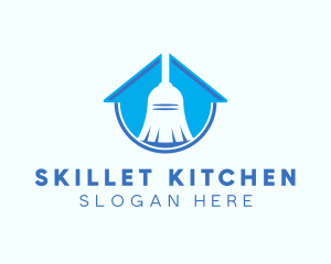 Home Clean Broom Sweeper logo design