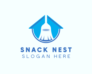 Home Clean Broom Sweeper logo design