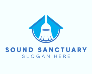 Home Clean Broom Sweeper logo design