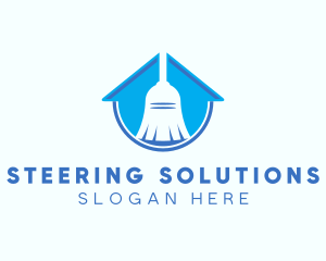 Home Clean Broom Sweeper logo design