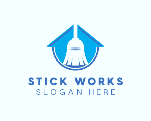 Home Clean Broom Sweeper logo design