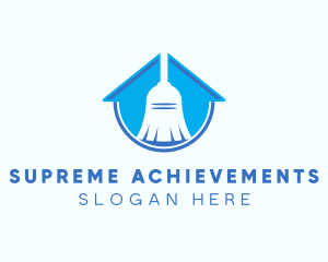 Home Clean Broom Sweeper logo design