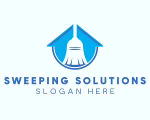 Home Clean Broom Sweeper logo design