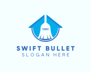 Home Clean Broom Sweeper logo design