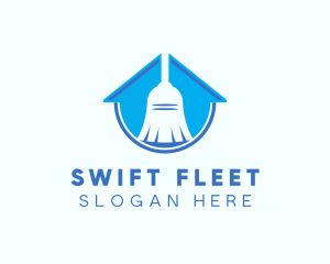 Home Clean Broom Sweeper logo design