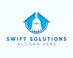 Home Clean Broom Sweeper logo design