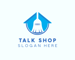 Home Clean Broom Sweeper logo design