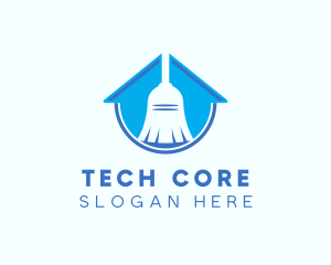 Home Clean Broom Sweeper logo design