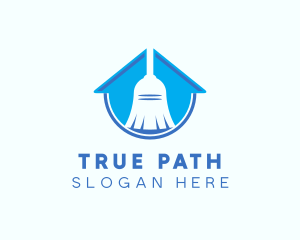 Home Clean Broom Sweeper logo design