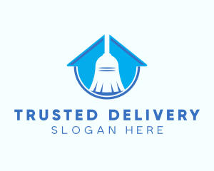 Home Clean Broom Sweeper logo design