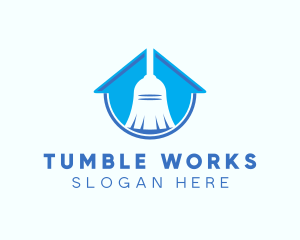 Home Clean Broom Sweeper logo design