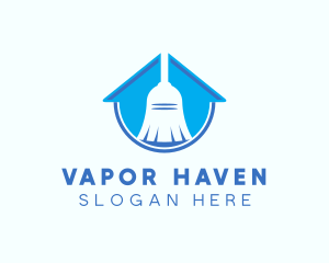 Home Clean Broom Sweeper logo design