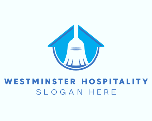 Home Clean Broom Sweeper logo design