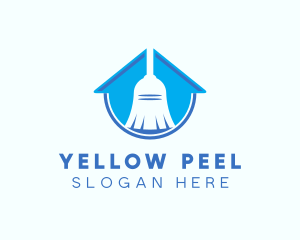 Home Clean Broom Sweeper logo design