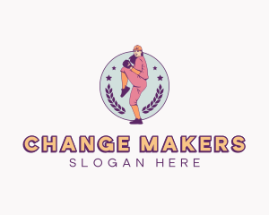 Female Baseball Player logo design