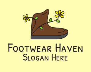 Flower Boot Shoe  logo design