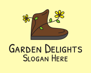 Flower Boot Shoe  logo design