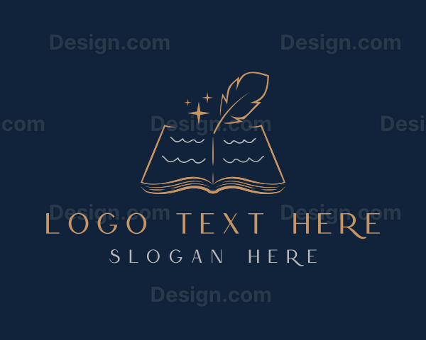 Book Quill Pen Writing Logo