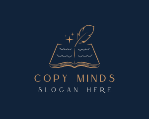 Book Quill Pen Writing logo design