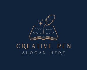 Book Quill Pen Writing logo design