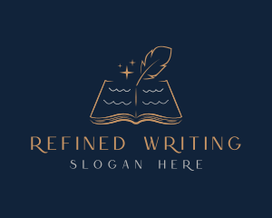 Book Quill Pen Writing logo design