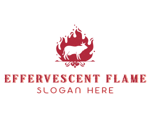 Beef Barbecue Flame logo design