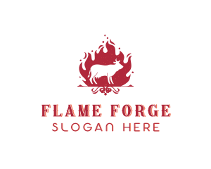 Beef Barbecue Flame logo design